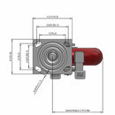 8"x2" USA-Rig Side Locking Caster with MAX-Efficiency Maroon Wheel