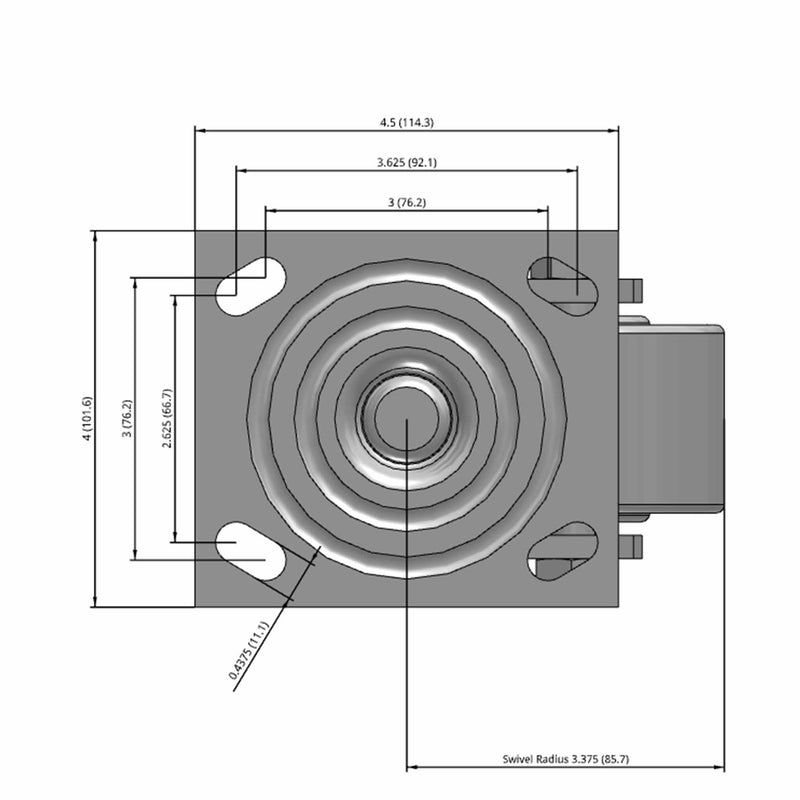 3.25"x2" USA-Rig Swivel Caster with Heavy-Duty Cast Iron Wheel