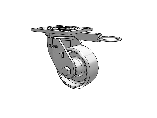 USA-Rig 4"x2" Cast Iron Wheel Caster with 4"x4.5" Plate & Swivel Lock
