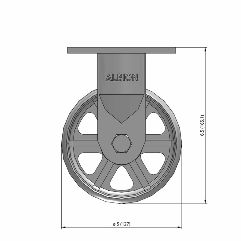 5"x2" USA-Rig Rigid Caster with Heavy-Duty Cast Iron Wheel