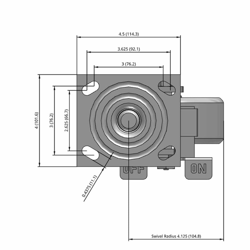 5"x2" USA-Rig Side Locking Caster with Heavy-Duty Cast Iron Wheel