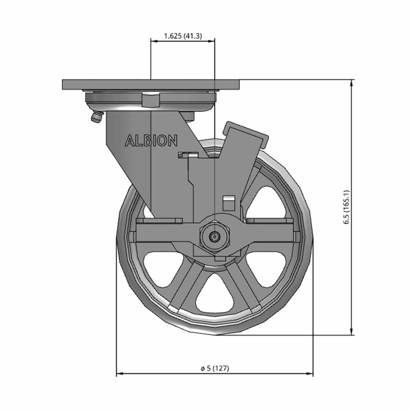 5"x2" USA-Rig Side Locking Caster with Heavy-Duty Cast Iron Wheel
