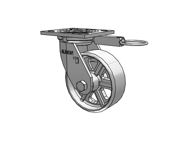 USA-Rig 5"x2" Cast Iron Wheel Caster with 4"x4.5" Plate & Swivel Lock