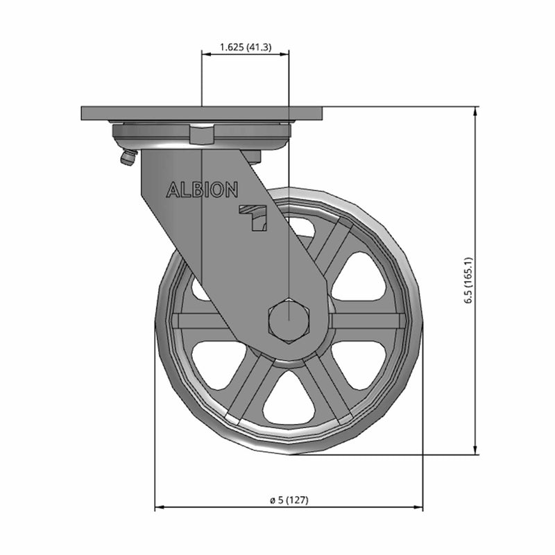 5"x2" USA-Rig Swivel Caster with Heavy-Duty Cast Iron Wheel