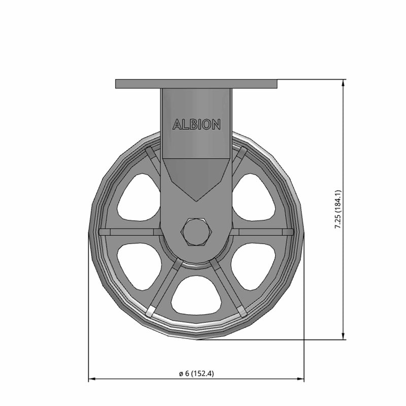 6"x2" USA-Rig Rigid Caster with Heavy-Duty Cast Iron Wheel