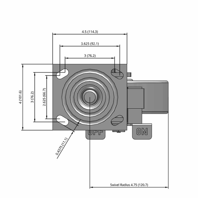 6"x2" USA-Rig Side Locking Caster with Heavy-Duty Cast Iron Wheel