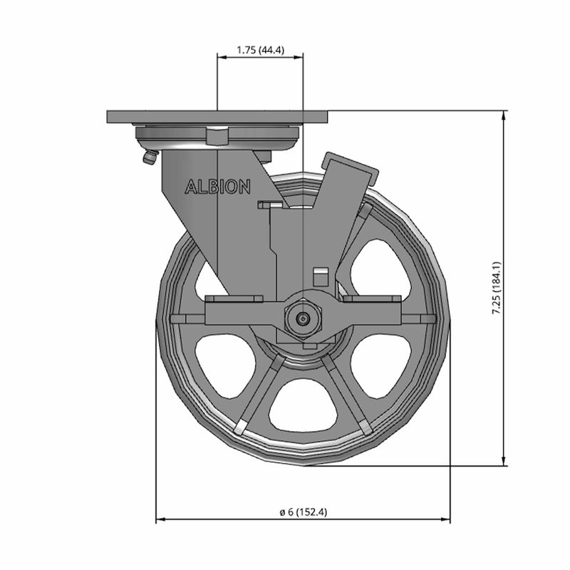 6"x2" USA-Rig Side Locking Caster with Heavy-Duty Cast Iron Wheel