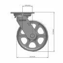 6"x2" USA-Rig 7.5" High Swivel Caster with Heavy-Duty Cast Iron Wheel
