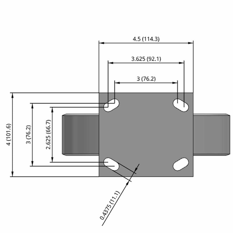 8"x2" USA-Rig Rigid Caster with Heavy-Duty Cast Iron Wheel
