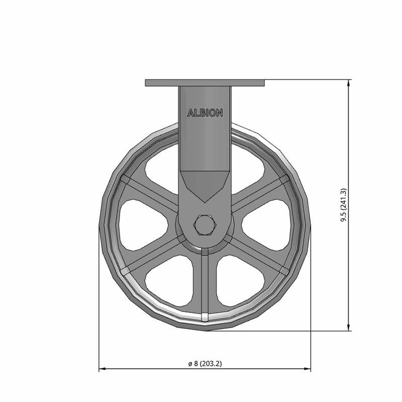 8"x2" USA-Rig Rigid Caster with Heavy-Duty Cast Iron Wheel