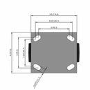 5"x2" USA-Rig Rigid Caster with Black Rubber-on-Iron Wheel