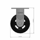 5"x2" USA-Rig Rigid Caster with Black Rubber-on-Iron Wheel