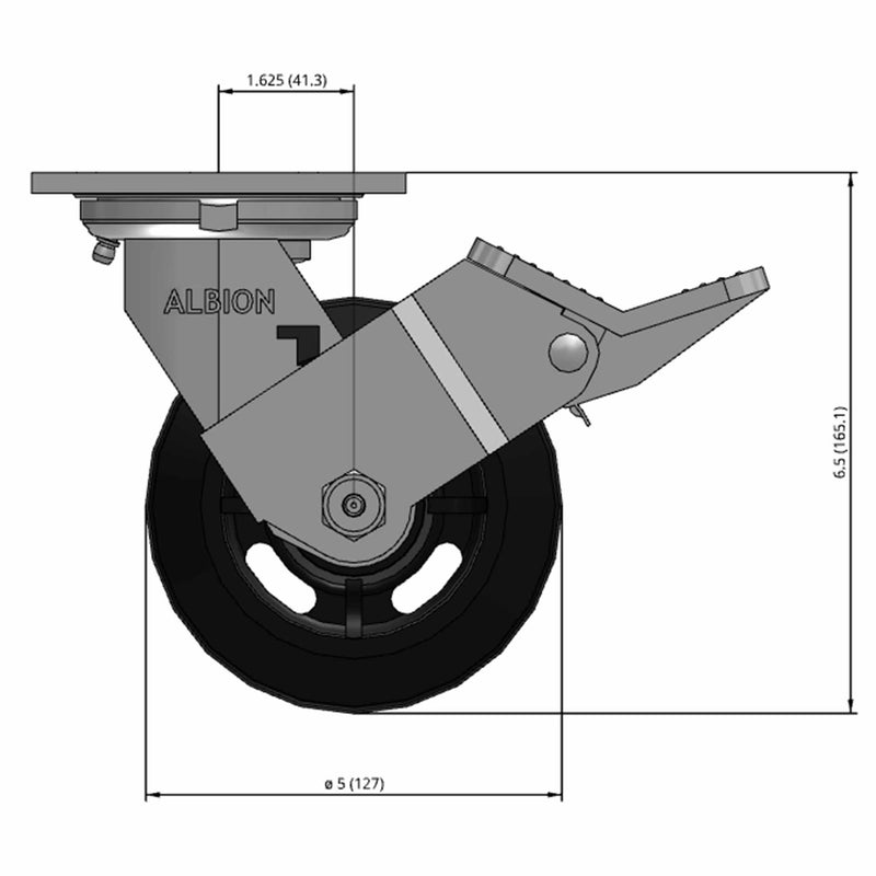 5"x2" USA-Rig Top Locking Caster with Black Rubber-on-Iron Wheel