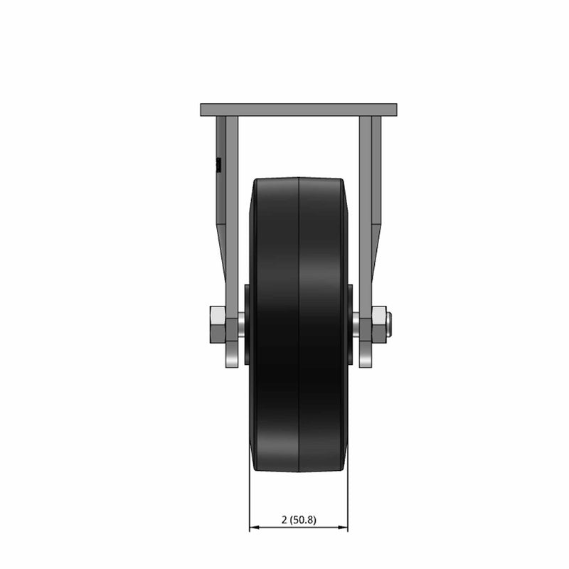 6"x2" USA-Rig 7.5" High Rigid Caster with Black Rubber-on-Iron Wheel