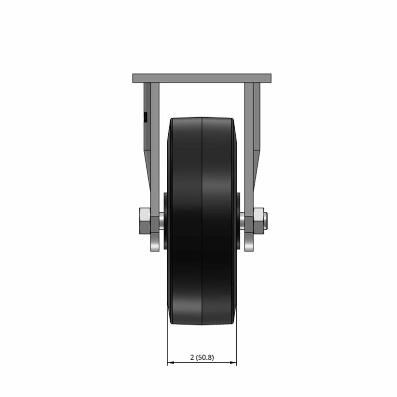 6"x2" USA-Rig Rigid Caster with Black Rubber-on-Iron Wheel