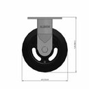 6"x2" USA-Rig Rigid Caster with Black Rubber-on-Iron Wheel