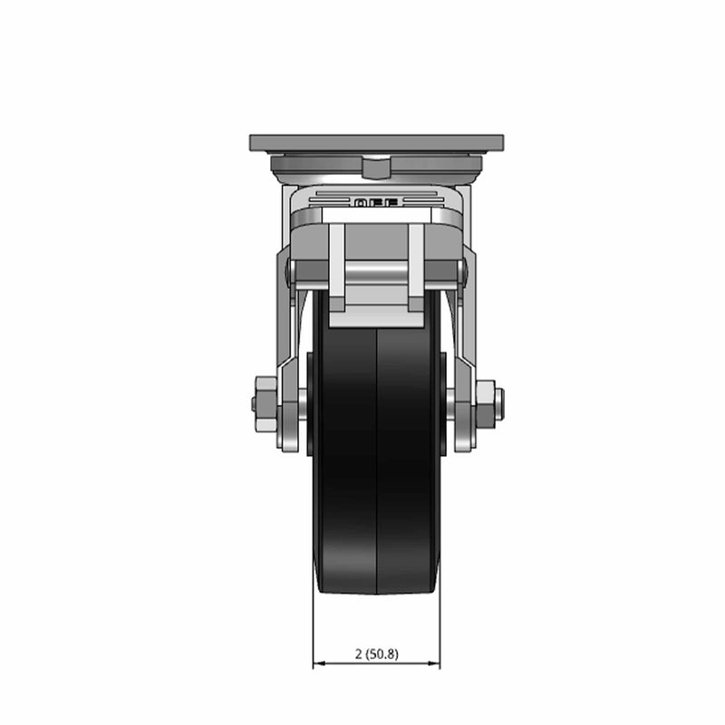 6"x2" USA-Rig Top Locking Caster with Black Rubber-on-Iron Wheel