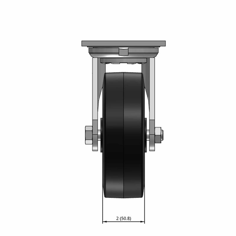 6"x2" USA-Rig 7.5" High Swivel Caster with Black Rubber-on-Iron Wheel