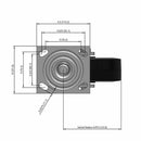 6"x2" USA-Rig 7.5" High Swivel Caster with Black Rubber-on-Iron Wheel