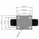 8"x2" USA-Rig Rigid Caster with Black Rubber-on-Iron Wheel