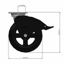 8"x2" USA-Rig Top Total Lock Caster with Black Rubber-on-Iron Wheel