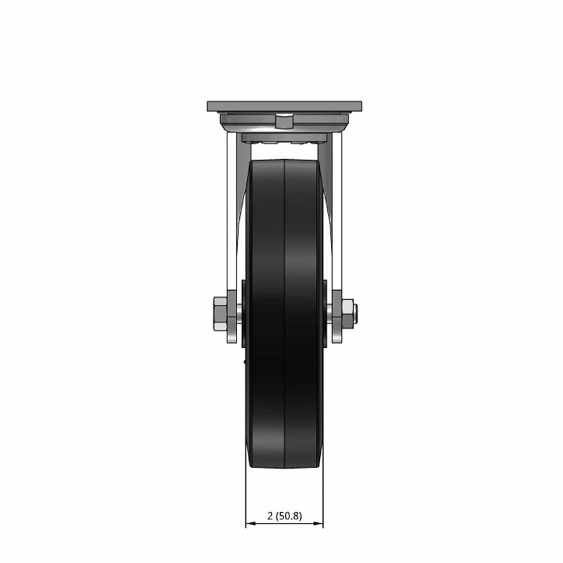 8"x2" USA-Rig Swivel Caster with Black Rubber-on-Iron Wheel