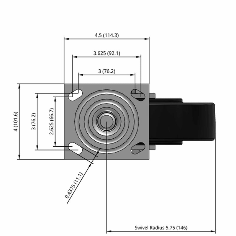 8"x2" USA-Rig Swivel Caster with Floor Protective Solid Nylon Wheel