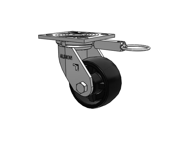 USA-Rig 4"x2" Polypropylene Wheel Caster with 4"x4.5" Plate & Swivel Lock
