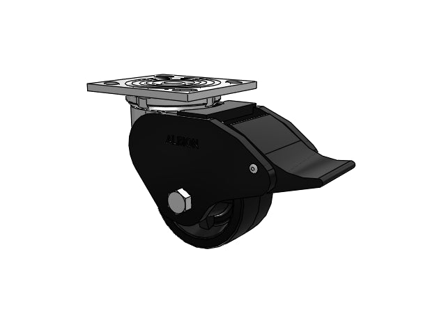 USA-Rig 4"x2" Polypropylene Delrin Bearing Wheel Caster with Top Total Lock and 4"x4.5" Plate