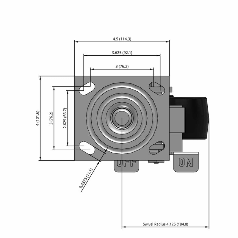 5"x2" USA-Rig Locking Caster with Water Resistant Polypropylene Wheel