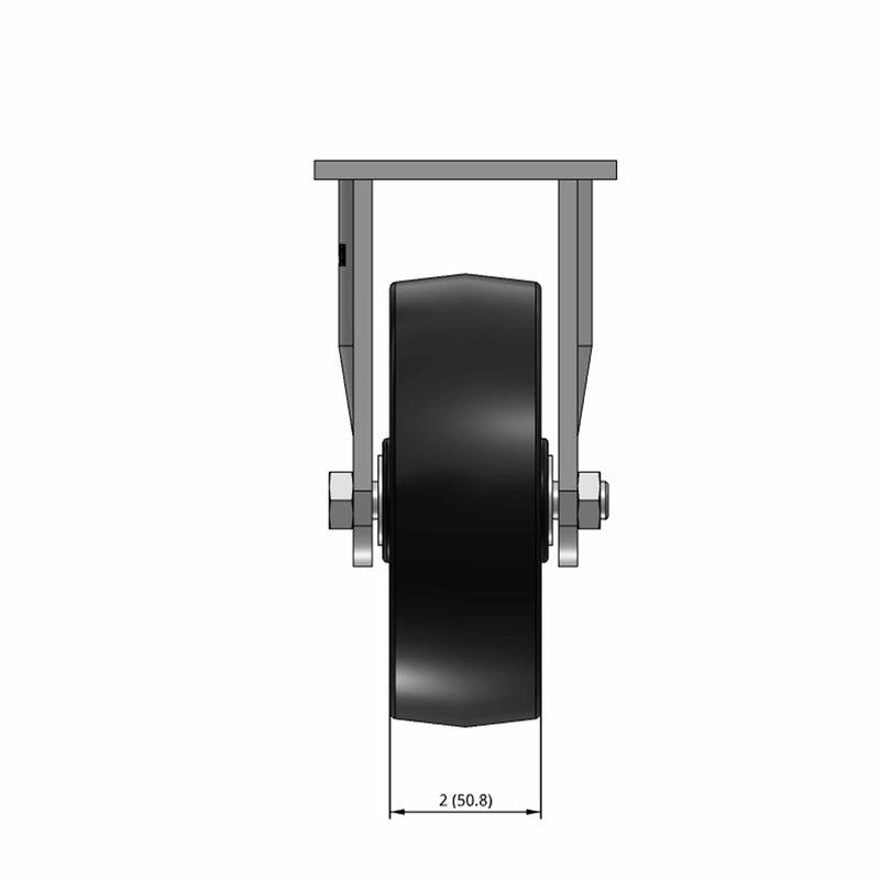 6"x2" USA-Rig 7.5" High Rigid Caster with Black Polypropylene Wheel