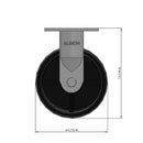 6"x2" USA-Rig 7.5" High Rigid Caster with Black Polypropylene Wheel