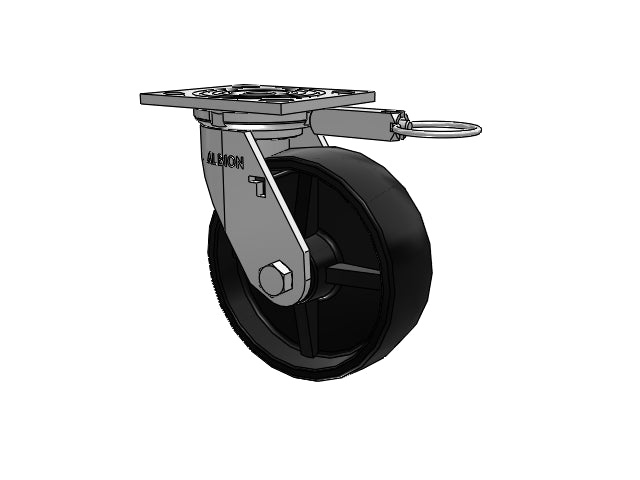 USA-Rig 6"x2" Polypropylene Wheel Caster with 4"x4.5" Plate & Swivel Lock
