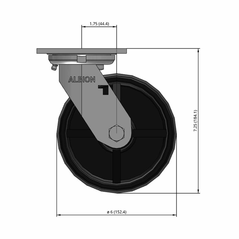 6"x2" USA-Rig Swivel Caster with Water Resistant Polypropylene Wheel