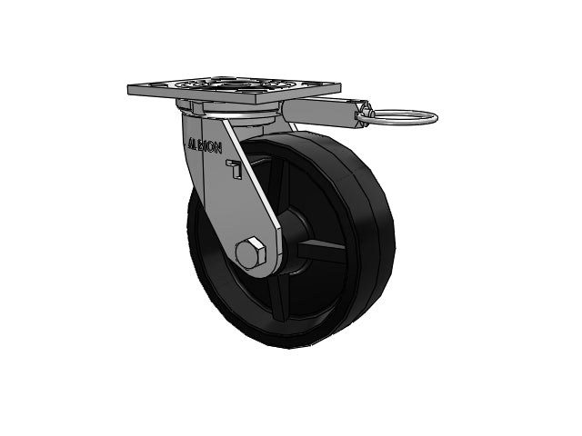 USA-Rig 6"x2" Polypropylene Delrin Bearing Wheel Caster with 4"x4.5" Plate & Swivel Lock