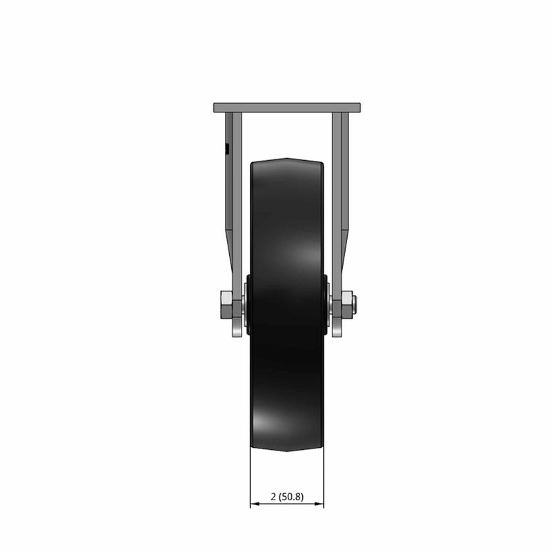 8"x2" USA-Rig Rigid Caster with Water Resistant Polypropylene Wheel