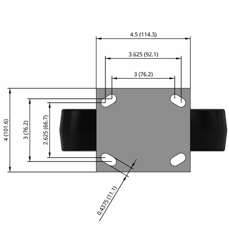 8"x2" USA-Rig Rigid Caster with Water Resistant Polypropylene Wheel