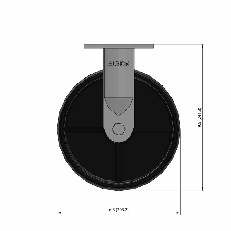 8"x2" USA-Rig Rigid Caster with Water Resistant Polypropylene Wheel