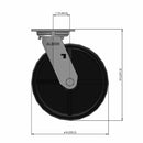 8"x2" USA-Rig Swivel Caster with Water Resistant Polypropylene Wheel