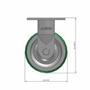 5"x2" USA-Rig Rigid Caster with Green Polyurethane-on-Aluminum Wheel