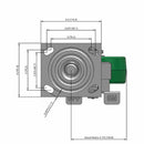 5"x2" USA-Rig Locking Caster with Green Polyurethane-on-Aluminum Wheel