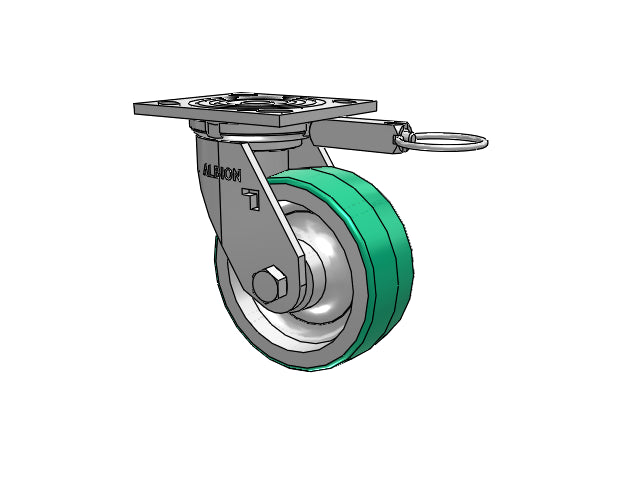 USA-Rig 5"x2" Polyurethane-on-Aluminum Caster with 4"x4.5" Plate & Swivel Lock