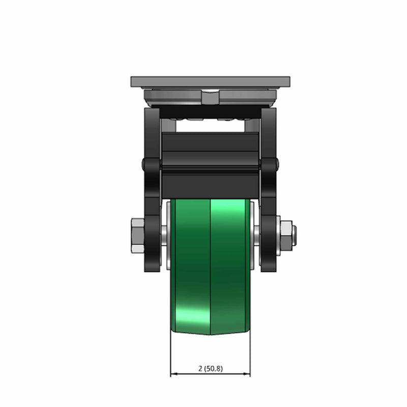5"x2" USA-Rig Total Lock Caster Green Polyurethane-on-Aluminum Wheel