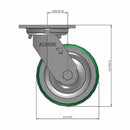 5"x2" USA-Rig Swivel Caster with Green Polyurethane-on-Aluminum Wheel