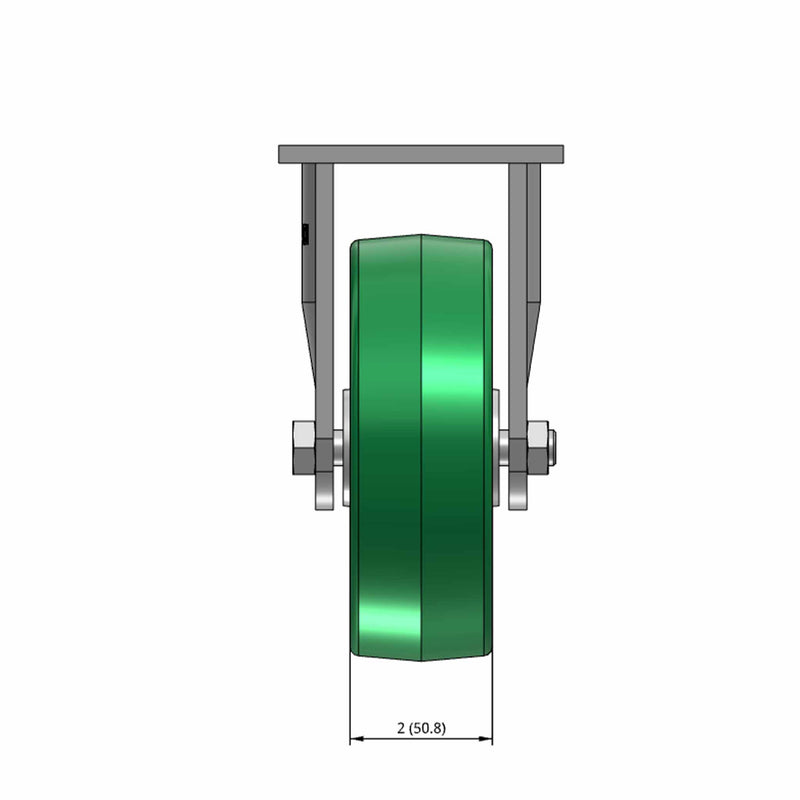 6"x2" USA-Rig Rigid Caster with Green Polyurethane-on-Aluminum Wheel