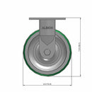 6"x2" USA-Rig Rigid Caster with Green Polyurethane-on-Aluminum Wheel