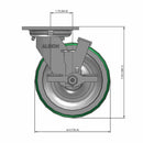 6"x2" USA-Rig Side Locking Caster Green Polyurethane-on-Aluminum Wheel