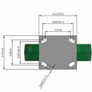 8"x2" USA-Rig Rigid Caster with Green Polyurethane-on-Aluminum Wheel