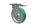 USA-Rig 8"x2" Polyurethane-on-Aluminum Caster with 4"x4.5" Plate & Swivel Lock