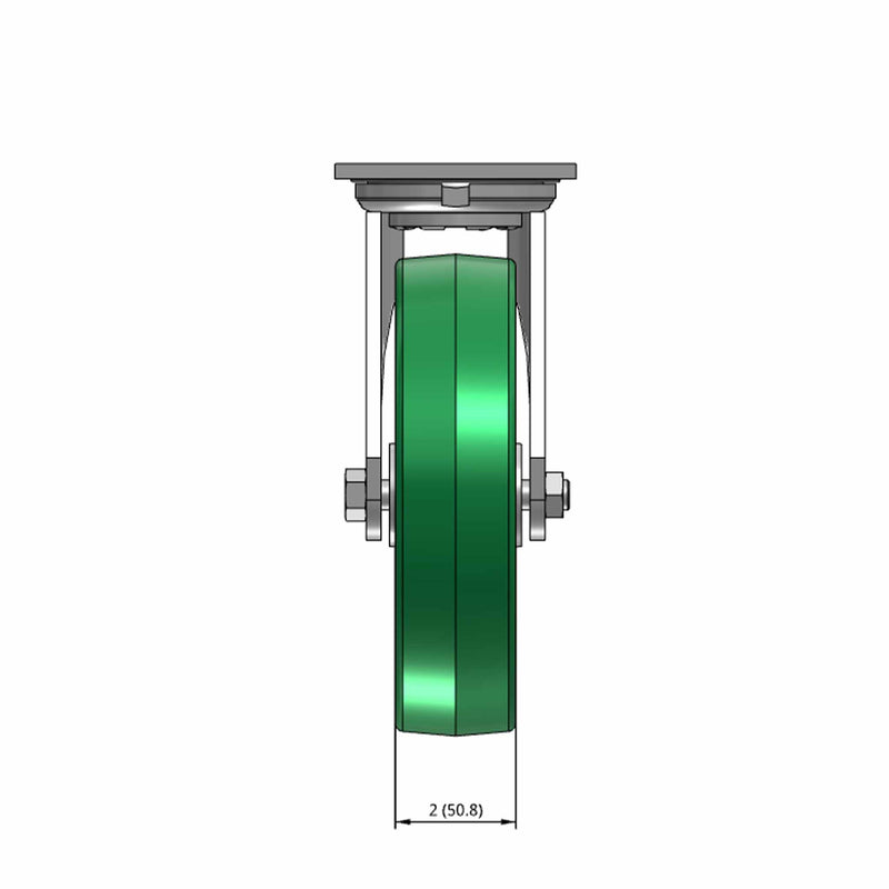 8"x2" USA-Rig Swivel Caster with Green Polyurethane-on-Aluminum Wheel